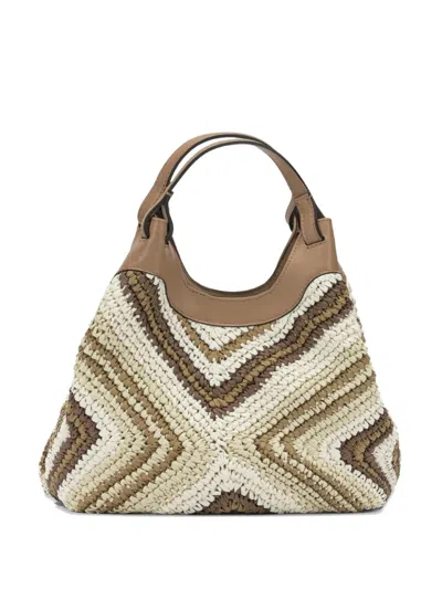 Gianni Chiarini Dua Woven Chevron-pattern Tote Bag In Brown