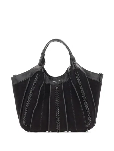 Gianni Chiarini Dua Woven Leather Tote Bag In Black