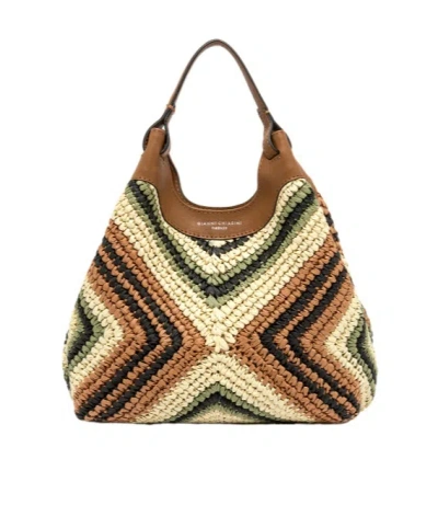 Gianni Chiarini Dua Woven Shoulder Bag In Brown