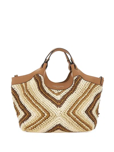 Gianni Chiarini Dua Woven Straw Top-handle Tote Bag In Brown