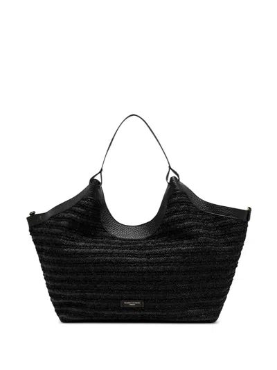 Gianni Chiarini Dua Woven Straw Tote Bag In Black