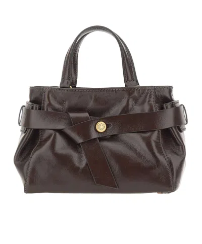 Gianni Chiarini Small Miranda Knotted Leather Tote Bag In Brown