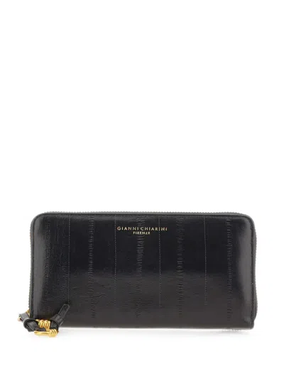 Gianni Chiarini Eel Knotted Leather Wallet In Black