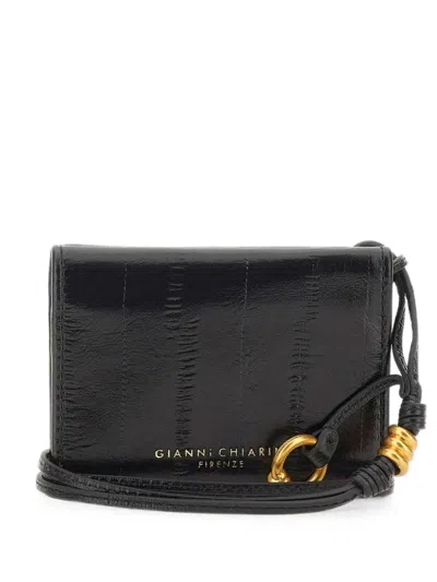 Gianni Chiarini Eel-effect Leather Card Holder In Orange