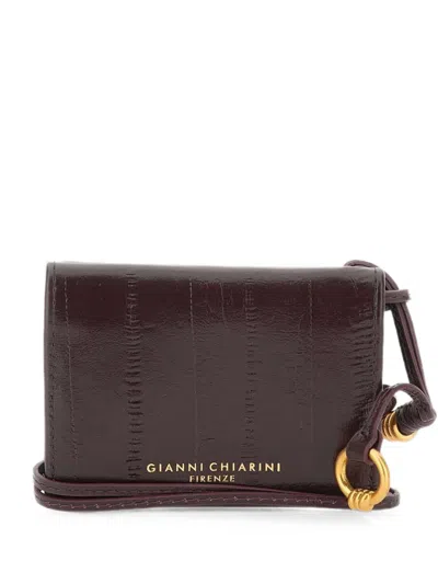 Gianni Chiarini Eel-effect Leather Card Holder In Black