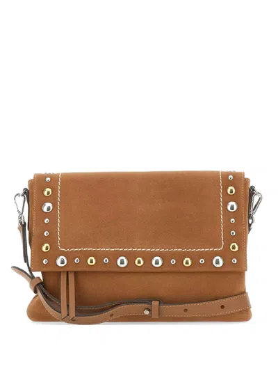 Gianni Chiarini Elisa Studded Crossbody Bag In Brown