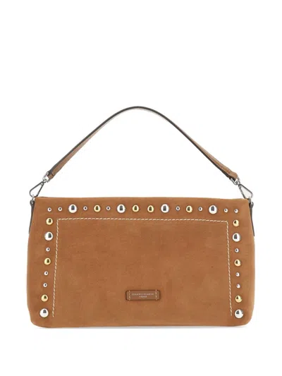 Gianni Chiarini Elisa Studded Stitching Shoulder Bag In Brown