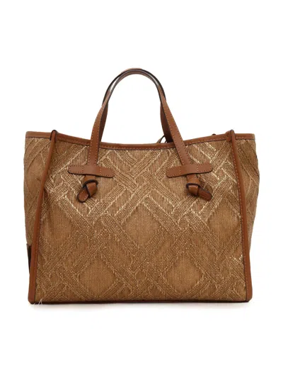 Gianni Chiarini Fabric And Leather Bag 33x25x13 In Brown