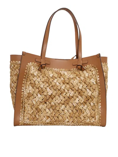 Gianni Chiarini Fabric And Leather Bag 38x31x16 In Brown