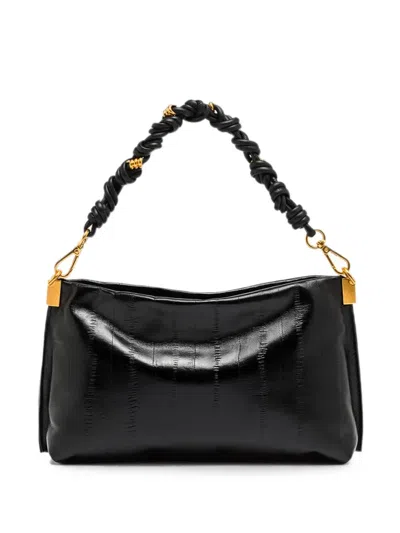 Gianni Chiarini Fanny Medium Eel-effect Knotted-handle Tote Bag In Black