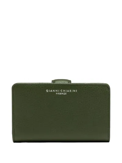 Gianni Chiarini Flap-closure Pebbled Leather Wallet In Green