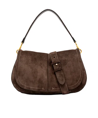 Gianni Chiarini Helena Suede-effect Buckle-detail Shoulder Bag In Brown