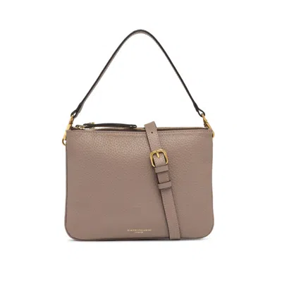 Gianni Chiarini Frida Shoulder Bag In Dove Gray Leather In Brown