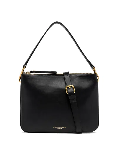 Gianni Chiarini Frida Shoulder Bag In Smooth Leather In Black
