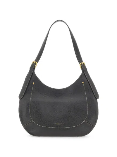 Gianni Chiarini Gabry Contrast-stitching Shoulder Bag In Black