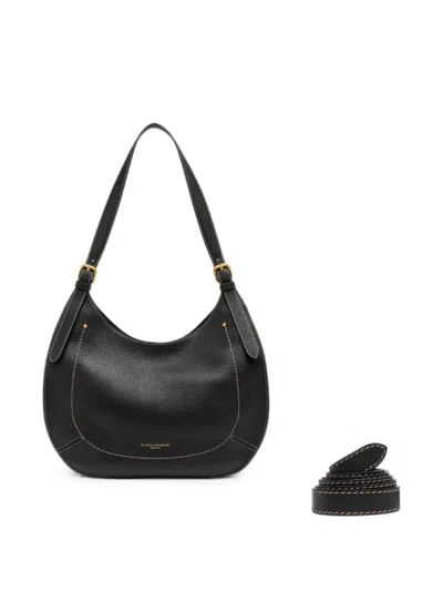 Gianni Chiarini Gabry Grained Contrast-stitch Shoulder Bag In Black