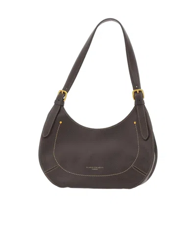 Gianni Chiarini Gabry Hammered Leather Shoulder Bag In Brown