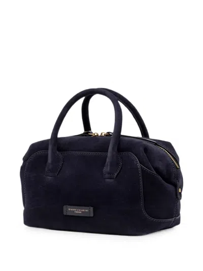 Gianni Chiarini Gemma Suede-finish Logo-plaque Tote Bag In Blue
