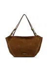 Gianni Chiarini Suede Shoulder Bag With Adjustable Strap And Contrast Stitching In Brown