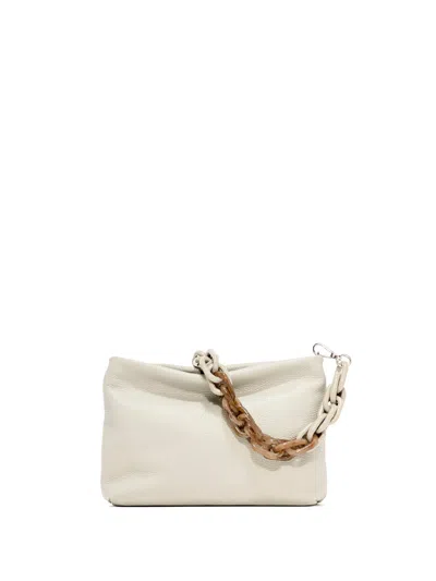 Gianni Chiarini Brenda Clutch In Cream Hammered Leather With Resin Chain