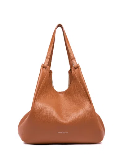 Gianni Chiarini Dua Double Handle Bag In Caramel Double Leather In Orange