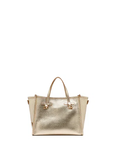 Gianni Chiarini Marcella 32 Shopping Bag In Bubble Leather Double Light Gold In Grey
