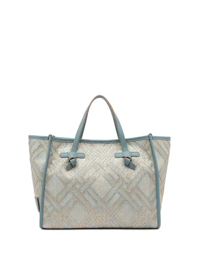 Gianni Chiarini Marcella 32 Shopping Bag In Raffia And Cotton Jacquard Fabric