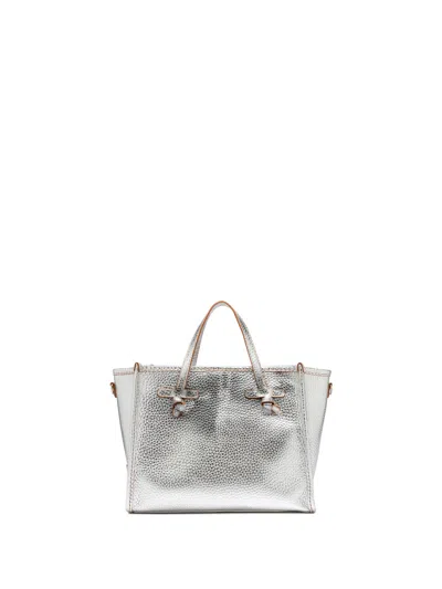 Gianni Chiarini Marcella 32 Shopping Bag In Silver Double Bubble Leather In Grey