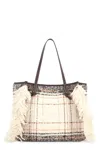 Gianni Chiarini Marcella Shopper Bag In Plaid-effect Fabric, Mixed Colors, Magnetic