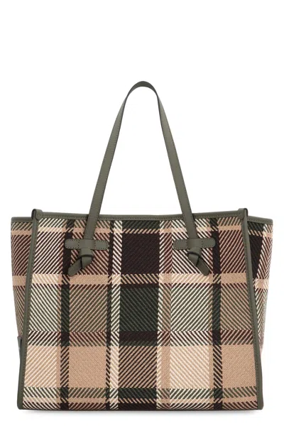 Gianni Chiarini Marcella Shopper Bag In Two-tone Canvas, With Leather Profiles And H In Multi