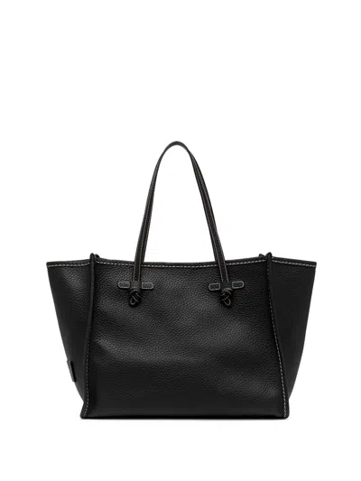 Gianni Chiarini Marcella Shopping Bag In Black Double Bubble Leather