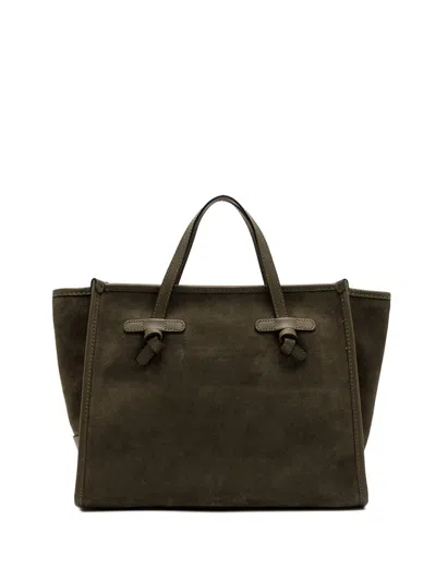 Gianni Chiarini Miss Marcella 32 Bag In Suede Leather, Brown, With Smooth Leather Tr