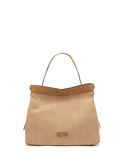 Gianni Chiarini Ottavia Double Handle Bag In Woven Straw Fabric
