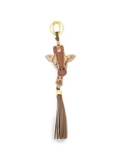 Gianni Chiarini Giraffe-head Tassel Keyring In Brown