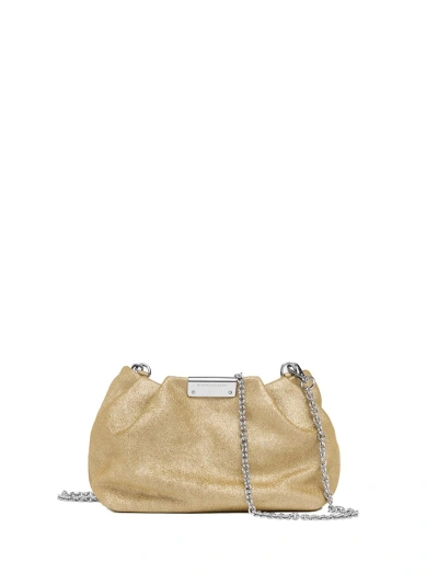 Gianni Chiarini Gold Glitter Pearl Clutch Bag With Curled Effect In Rich Gold