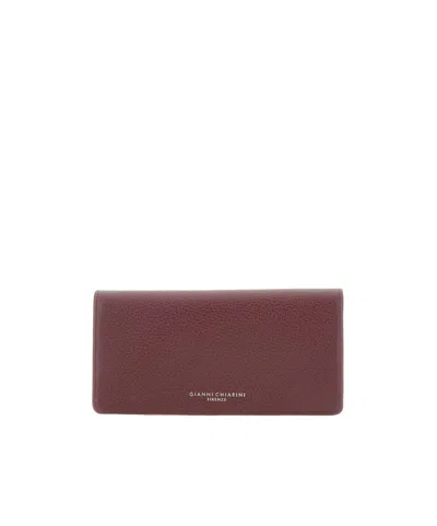 Gianni Chiarini Grain Flap Wallet In Burgundy