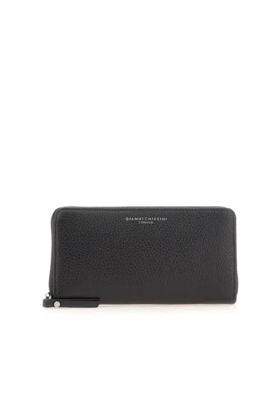 Gianni Chiarini Grain Grained Leather Wallet In Black