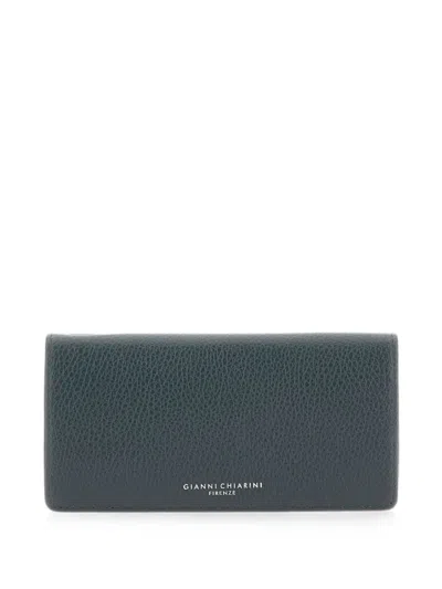 Gianni Chiarini Grain Pebbled Leather Wallet In Blue