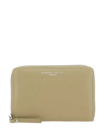 Gianni Chiarini Grain Pebbled Zip Wallet In Green