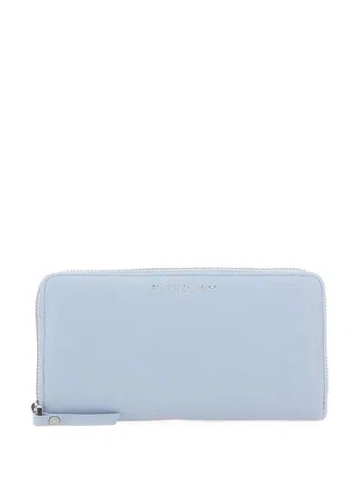 Gianni Chiarini Grain Zip Leather Wallet In Blue