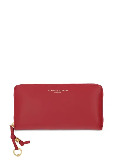 Gianni Chiarini Grain Zip Top Wallet In Red