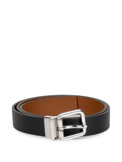 Gianni Chiarini Grained Leather Buckle Belt In Black
