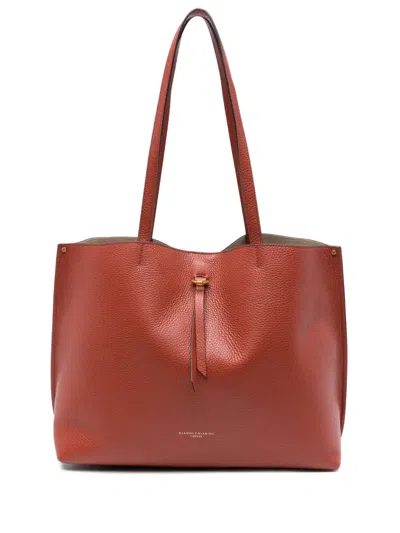 Gianni Chiarini Grained-leather Tote Bag In Red