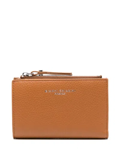 Gianni Chiarini Grained-leather Zip Wallet In Brown