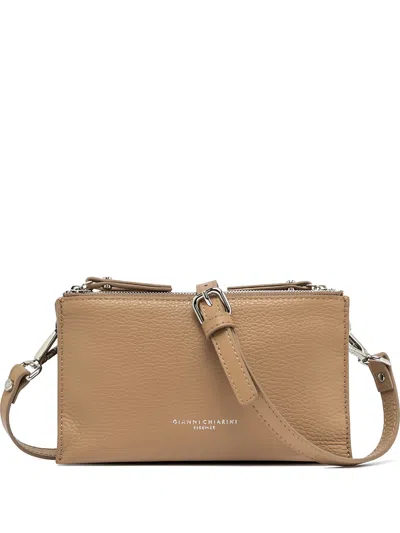 Gianni Chiarini Grained-leather Clutch Bag In Brown