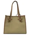 Gianni Chiarini Green Canvas Leather Bag In Brown