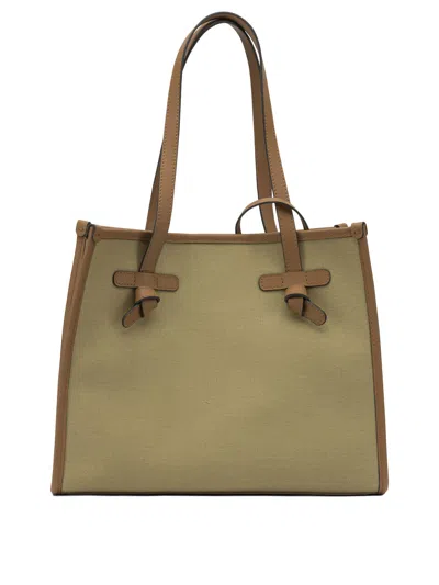 Gianni Chiarini Green Canvas Leather Bag In Brown