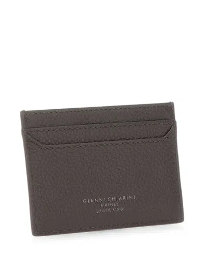 Gianni Chiarini Hammered Leather Card Holder In Brown