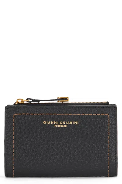 Gianni Chiarini Hammered Leather Wallet In Black