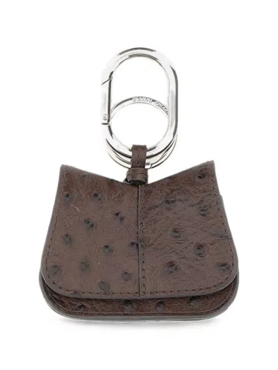Gianni Chiarini Helena Ostrich-effect Keyring In Brown